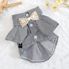 Bowknot Striped Shirts for Dogs Clothing Cat - PeticaDeals
