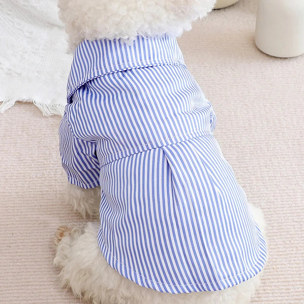 Bowknot Striped Shirts for Dogs Clothing Cat - PeticaDeals