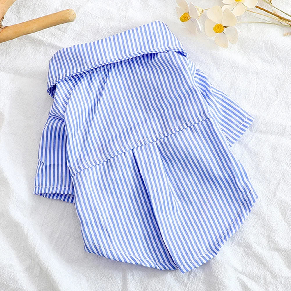 Bowknot Striped Shirts for Dogs Clothing Cat - PeticaDeals