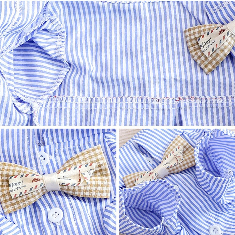 Bowknot Striped Shirts for Dogs Clothing Cat - PeticaDeals
