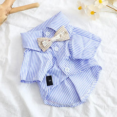 Bowknot Striped Shirts for Dogs Clothing Cat - PeticaDeals
