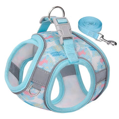 Breathable Mesh Chest Strap For Small Dogs Cats Printed Leads - PeticaDeals
