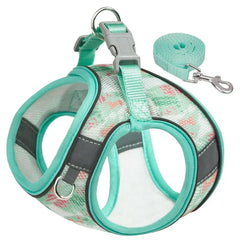 Breathable Mesh Chest Strap For Small Dogs Cats Printed Leads - PeticaDeals