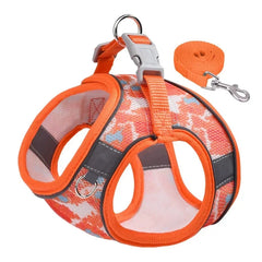Breathable Mesh Chest Strap For Small Dogs Cats Printed Leads - PeticaDeals