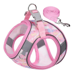 Breathable Mesh Chest Strap For Small Dogs Cats Printed Leads - PeticaDeals