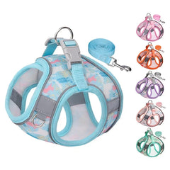Breathable Mesh Chest Strap For Small Dogs Cats Printed Leads - PeticaDeals