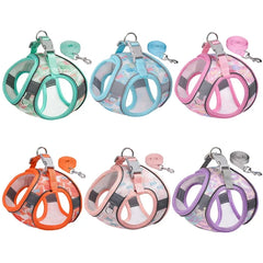 Breathable Mesh Chest Strap For Small Dogs Cats Printed Leads - PeticaDeals