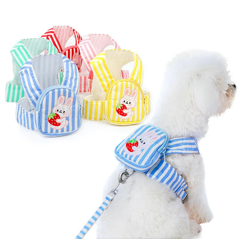 Breathable Mesh Pet Harness Leash Chest Strap Snack Bag - PeticaDeals