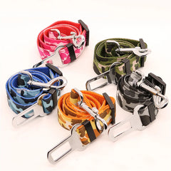 Camouflage Denim Pet Dog Car Safety Seat Belt Restraint Lead Travel Leash Adjustable - PeticaDeals