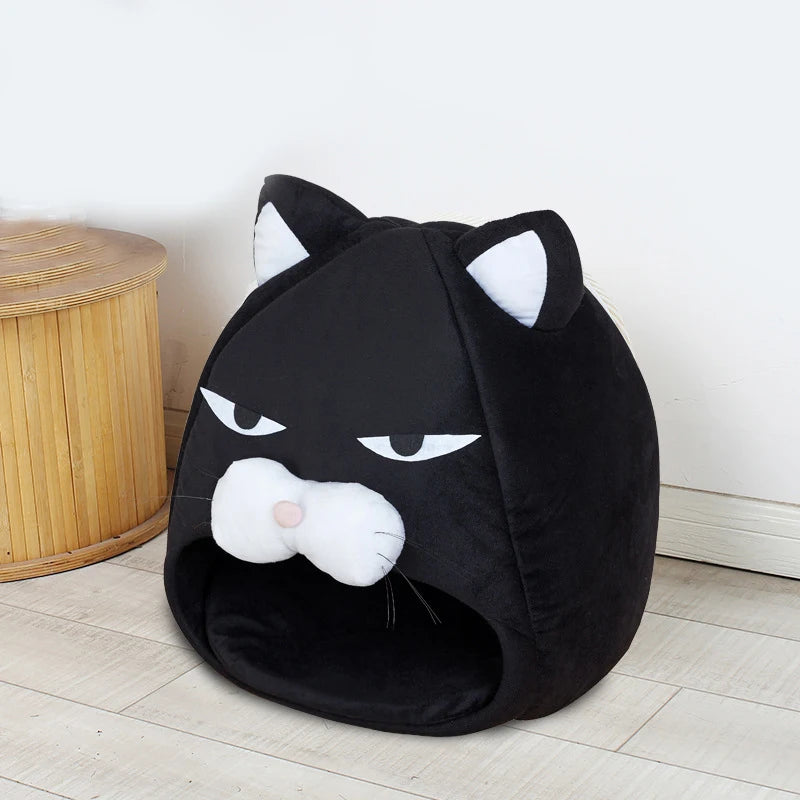 Cartoon Cat bed Fleece Lovely Cat House - PeticaDeals
