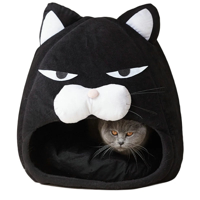Cartoon Cat bed Fleece Lovely Cat House - PeticaDeals