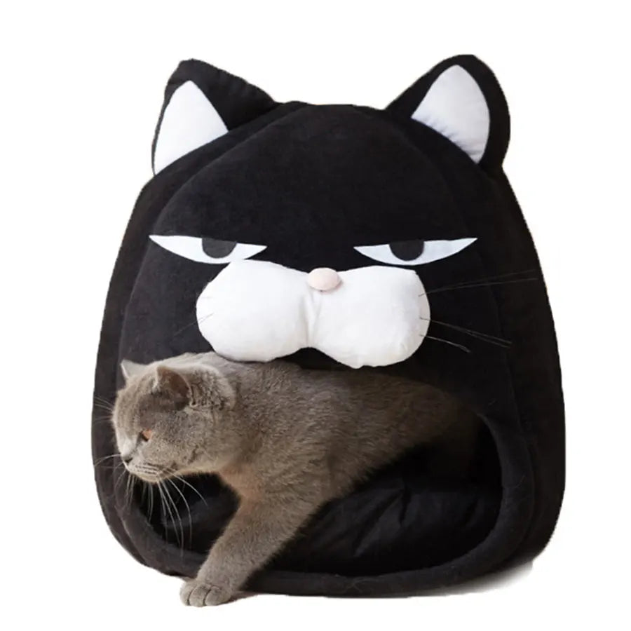 Cartoon Cat bed Fleece Lovely Cat House - PeticaDeals
