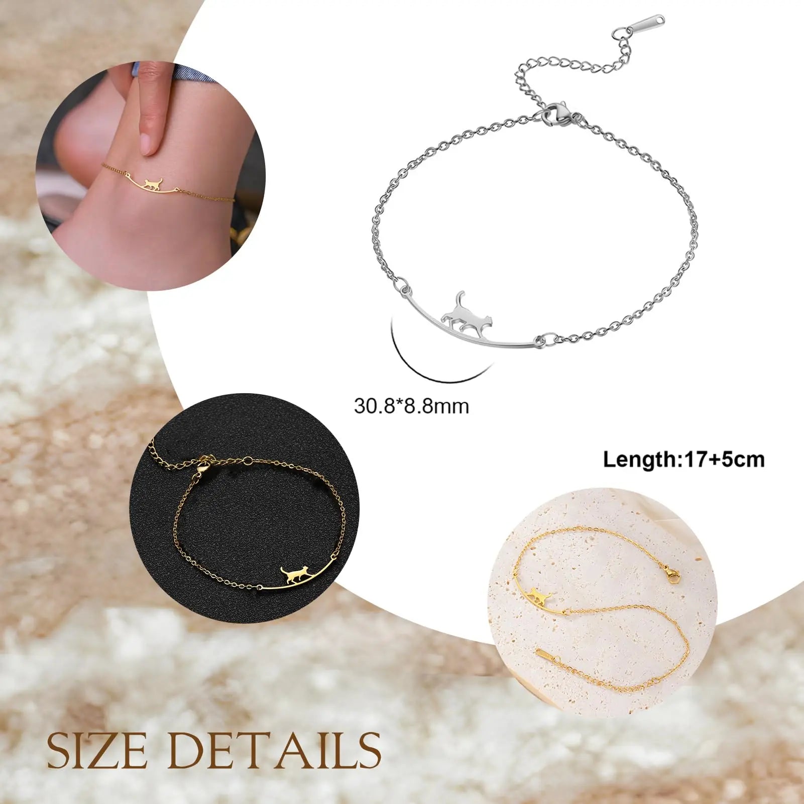 Cat Anklet for Women Adjustable Foot Ankle Bracelet - PeticaDeals