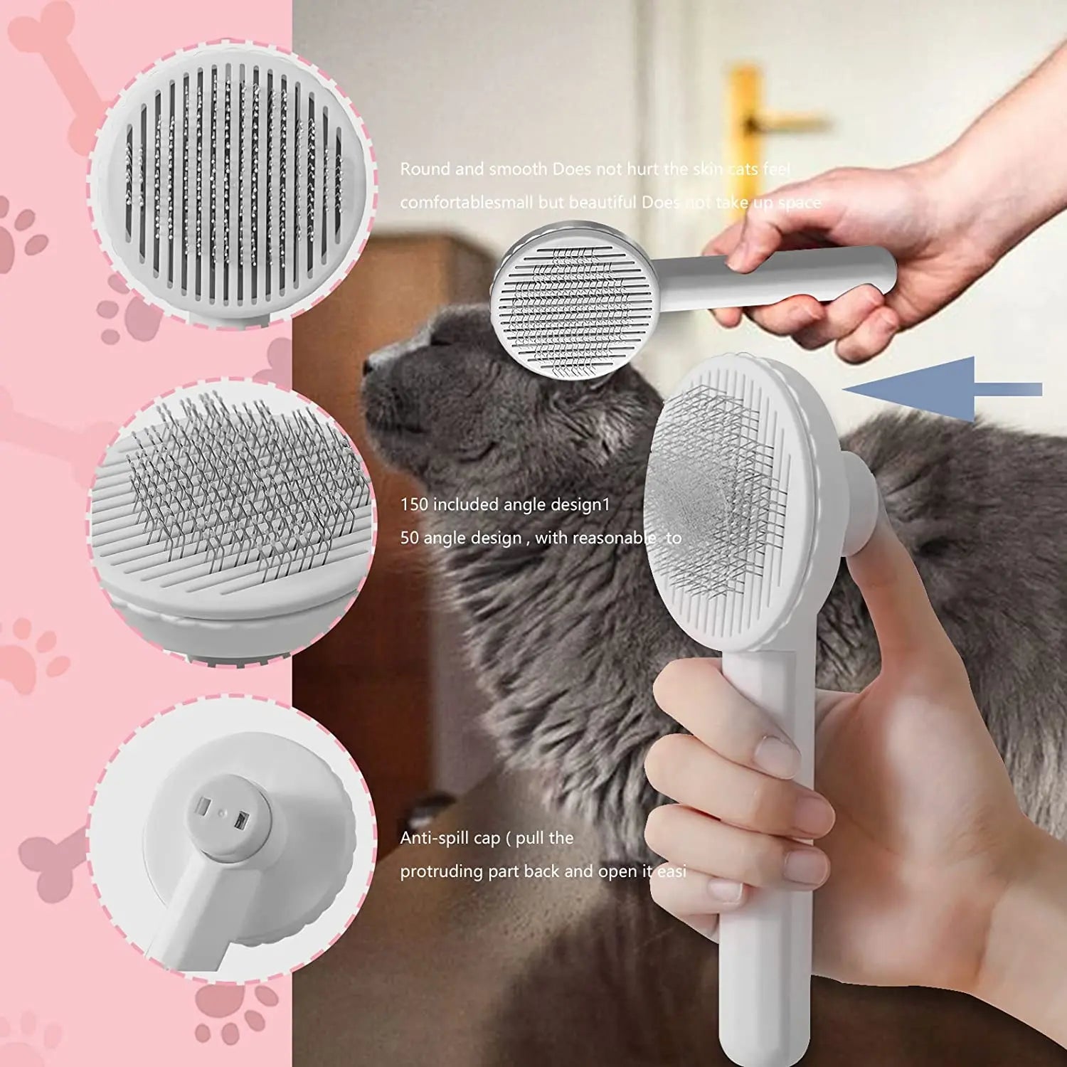 Cat Brush Pet Grooming Brush for Cats Remove Hairs Pet Cat Hair Remover Pets Hair Removal Comb - PeticaDeals