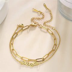 Cat Dog Paw Anklet Women Stainless Steel Double Layer Beads Chain Ankle Bracelet Animal Footprints - PeticaDeals
