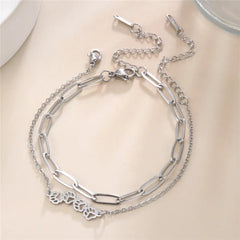 Cat Dog Paw Anklet Women Stainless Steel Double Layer Beads Chain Ankle Bracelet Animal Footprints - PeticaDeals