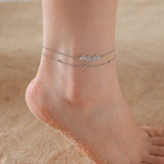 Cat Dog Paw Anklet Women Stainless Steel Double Layer Beads Chain Ankle Bracelet Animal Footprints - PeticaDeals