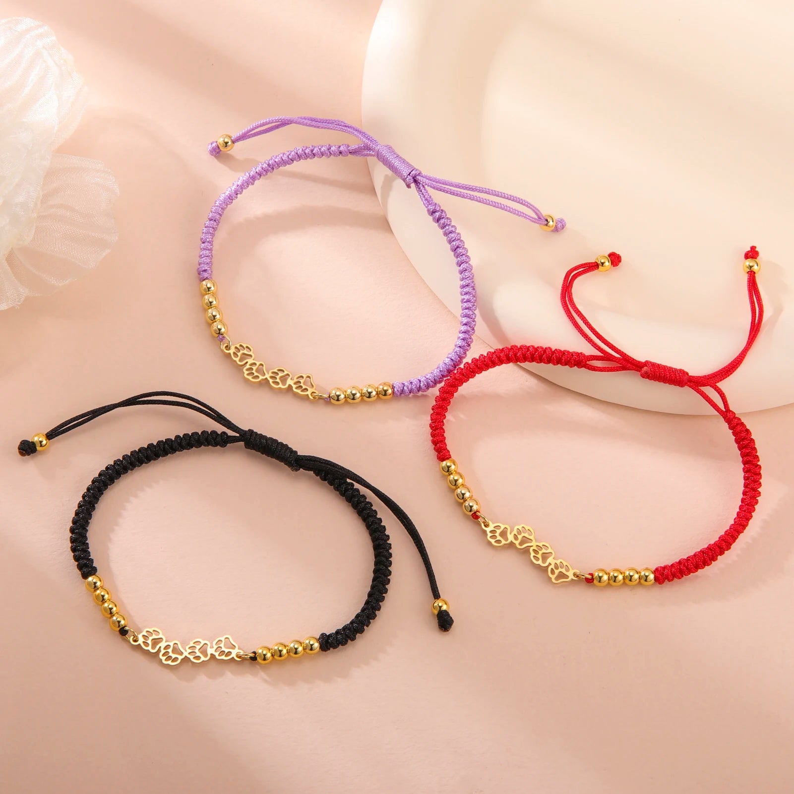 Cat Dog Paw Chain Women's Hand Bracelet Cute Animal Charm Bracelet Stainless Steel Jewelry - PeticaDeals