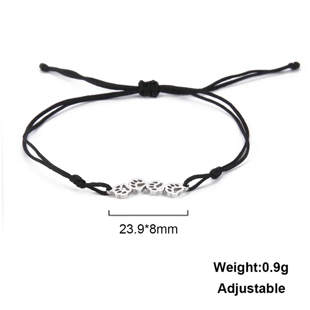 Cat Dog Paw Chain Women's Hand Bracelet Cute Animal Charm Bracelet Stainless Steel Jewelry - PeticaDeals