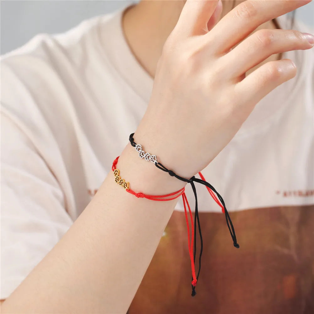 Cat Dog Paw Chain Women's Hand Bracelet Cute Animal Charm Bracelet Stainless Steel Jewelry - PeticaDeals