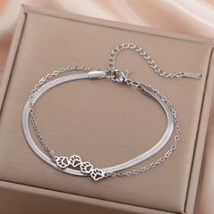 Cat Dog Paw Chain Women's Hand Bracelet Cute Animal Charm Bracelet Stainless Steel Jewelry - PeticaDeals