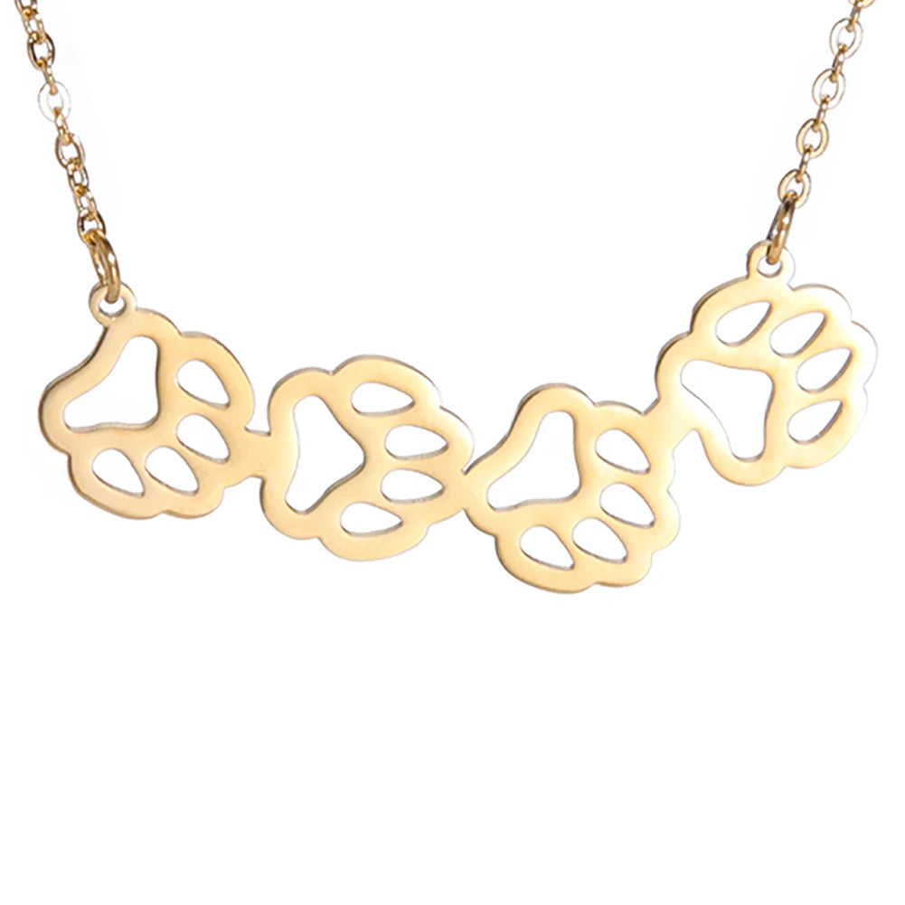 Cat Dog Pet Paw Necklace Stainless Steel Cute Footprint Necklaces Girls Jewelry - PeticaDeals