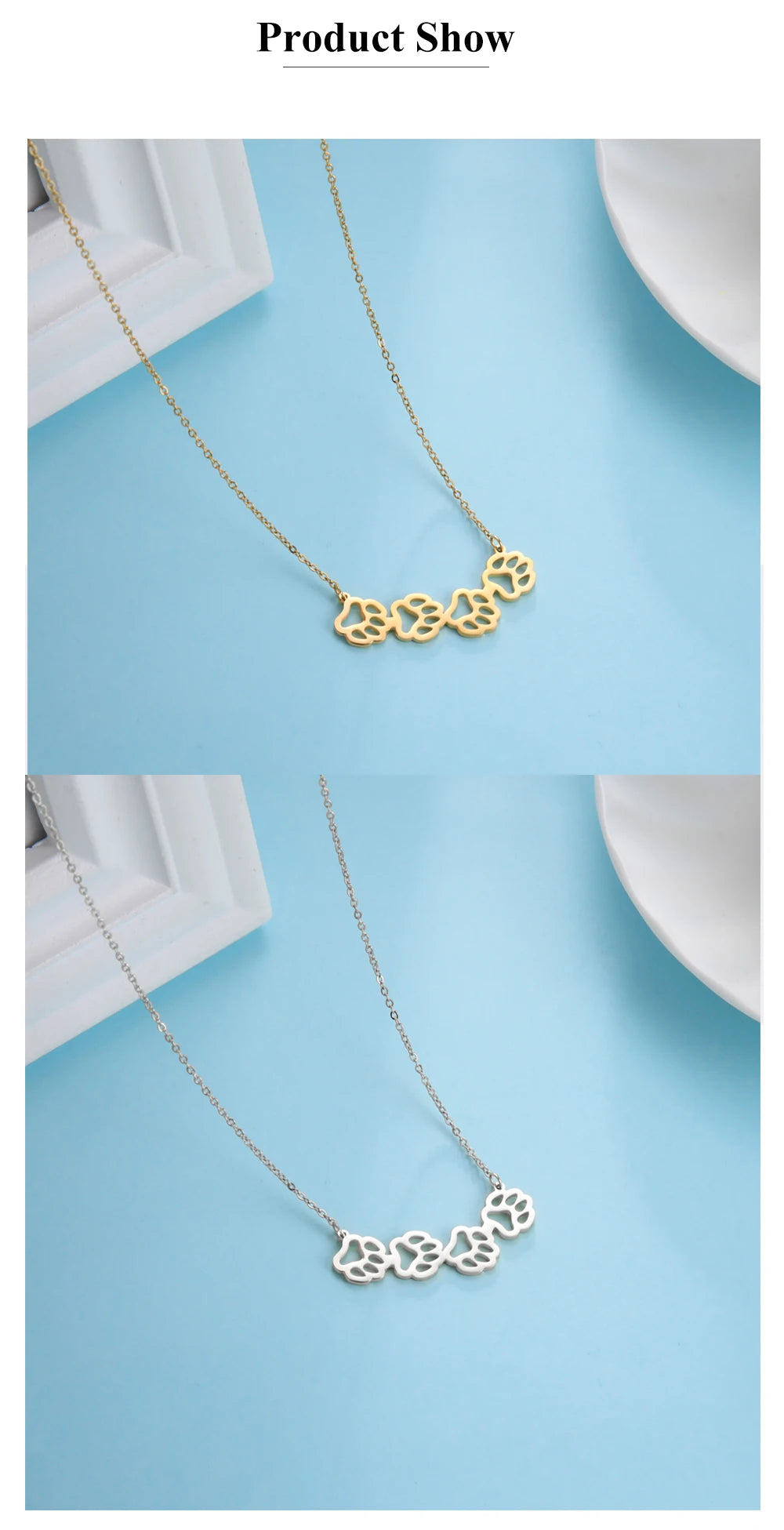 Cat Dog Pet Paw Necklace Stainless Steel Cute Footprint Necklaces Girls Jewelry - PeticaDeals