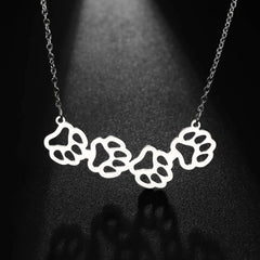 Cat Dog Pet Paw Necklace Stainless Steel Cute Footprint Necklaces Girls Jewelry - PeticaDeals
