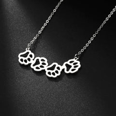 Cat Dog Pet Paw Necklace Stainless Steel Cute Footprint Necklaces Girls Jewelry - PeticaDeals