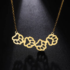 Cat Dog Pet Paw Necklace Stainless Steel Cute Footprint Necklaces Girls Jewelry - PeticaDeals