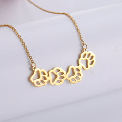Cat Dog Pet Paw Necklace Stainless Steel Cute Footprint Necklaces Girls Jewelry - PeticaDeals