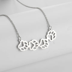 Cat Dog Pet Paw Necklace Stainless Steel Cute Footprint Necklaces Girls Jewelry - PeticaDeals