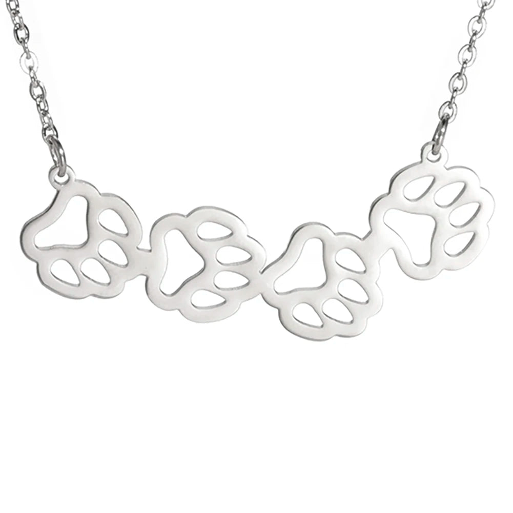 Cat Dog Pet Paw Necklace Stainless Steel Cute Footprint Necklaces Girls Jewelry - PeticaDeals