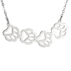 Cat Dog Pet Paw Necklace Stainless Steel Cute Footprint Necklaces Girls Jewelry - PeticaDeals