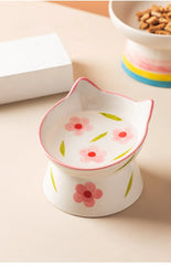Cat Elevated Ceramic Bowl Pet Food Water Snack Bowls Small Dogs - PeticaDeals