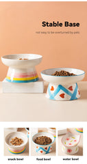 Cat Elevated Ceramic Bowl Pet Food Water Snack Bowls Small Dogs - PeticaDeals