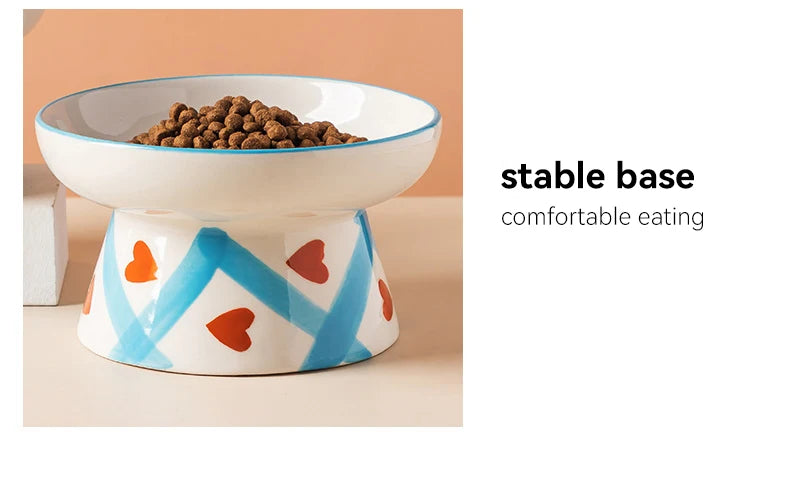 Cat Elevated Ceramic Bowl Pet Food Water Snack Bowls Small Dogs - PeticaDeals