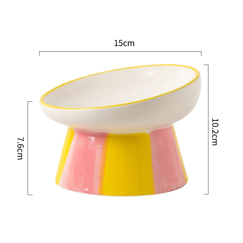 Cat Elevated Ceramic Bowl Pet Food Water Snack Bowls Small Dogs - PeticaDeals