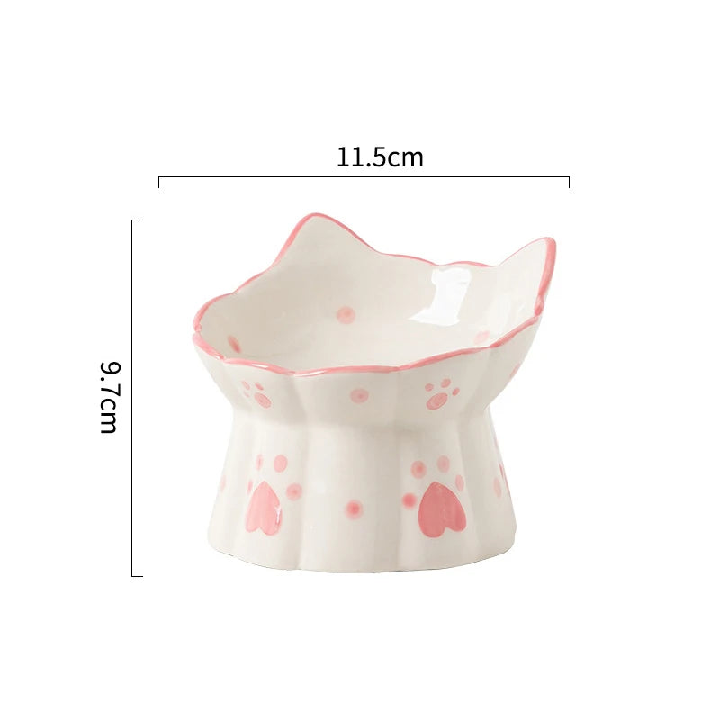 Cat Elevated Ceramic Bowl Pet Food Water Snack Bowls Small Dogs - PeticaDeals