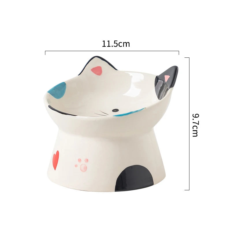 Cat Elevated Ceramic Bowl Pet Food Water Snack Bowls Small Dogs - PeticaDeals