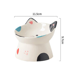 Cat Elevated Ceramic Bowl Pet Food Water Snack Bowls Small Dogs - PeticaDeals