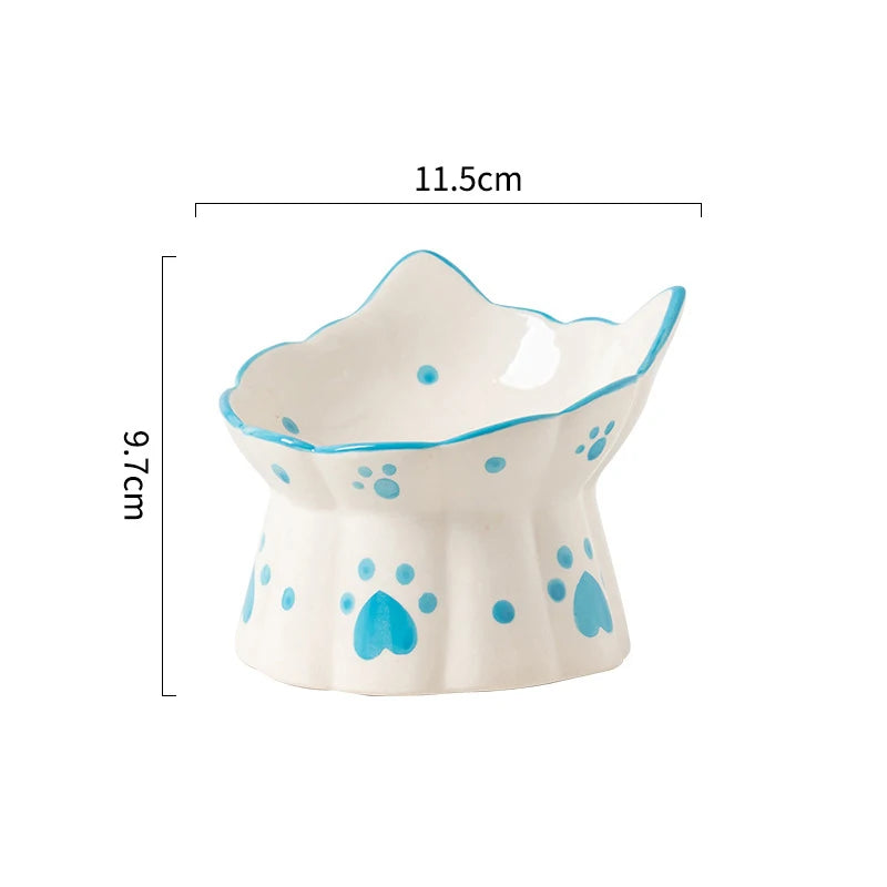 Cat Elevated Ceramic Bowl Pet Food Water Snack Bowls Small Dogs - PeticaDeals