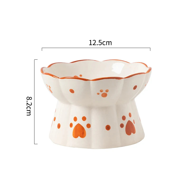 Cat Elevated Ceramic Bowl Pet Food Water Snack Bowls Small Dogs - PeticaDeals