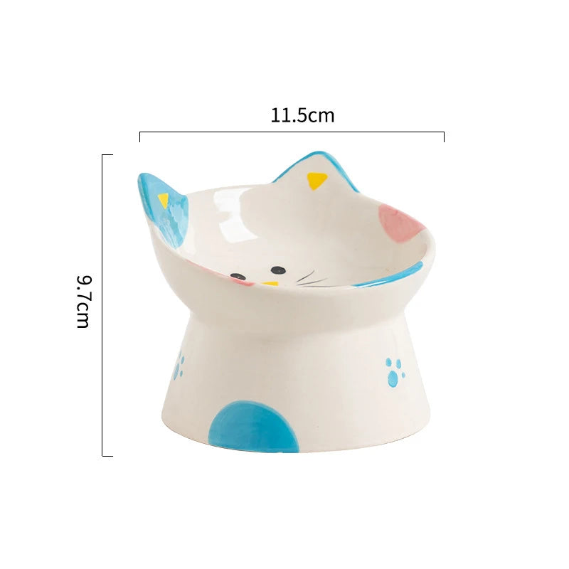 Cat Elevated Ceramic Bowl Pet Food Water Snack Bowls Small Dogs - PeticaDeals