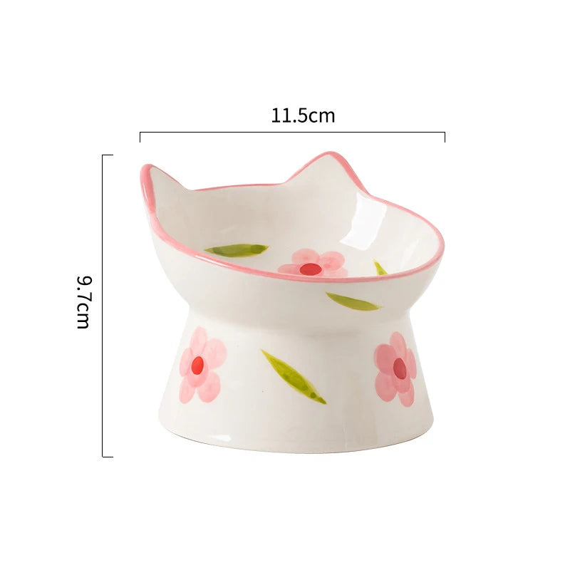 Cat Elevated Ceramic Bowl Pet Food Water Snack Bowls Small Dogs - PeticaDeals