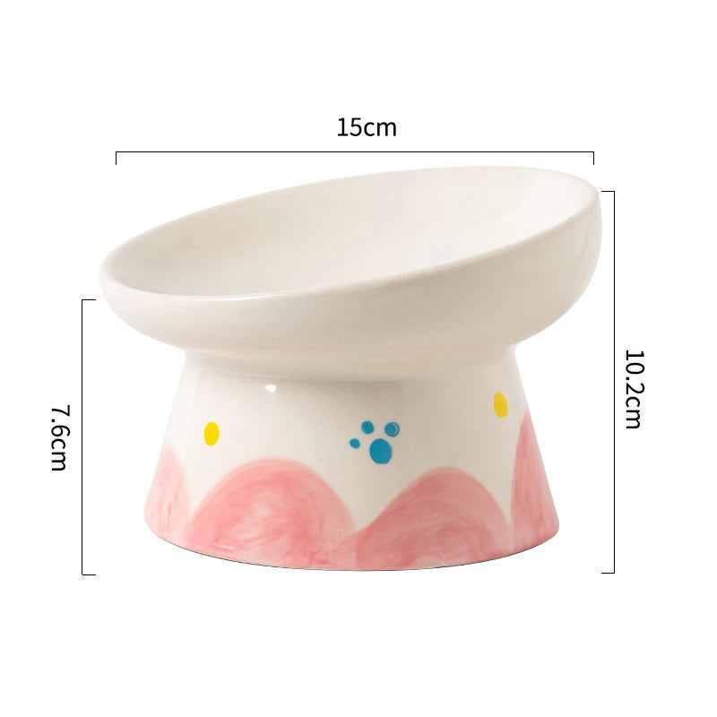 Cat Elevated Ceramic Bowl Pet Food Water Snack Bowls Small Dogs - PeticaDeals