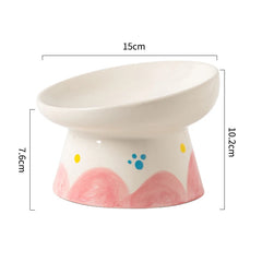 Cat Elevated Ceramic Bowl Pet Food Water Snack Bowls Small Dogs - PeticaDeals