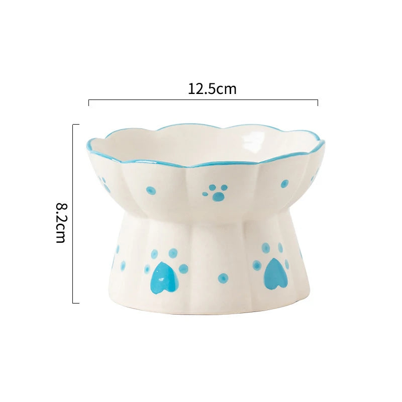 Cat Elevated Ceramic Bowl Pet Food Water Snack Bowls Small Dogs - PeticaDeals