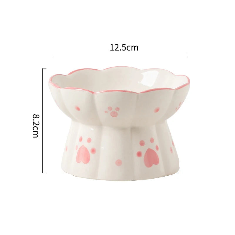 Cat Elevated Ceramic Bowl Pet Food Water Snack Bowls Small Dogs - PeticaDeals