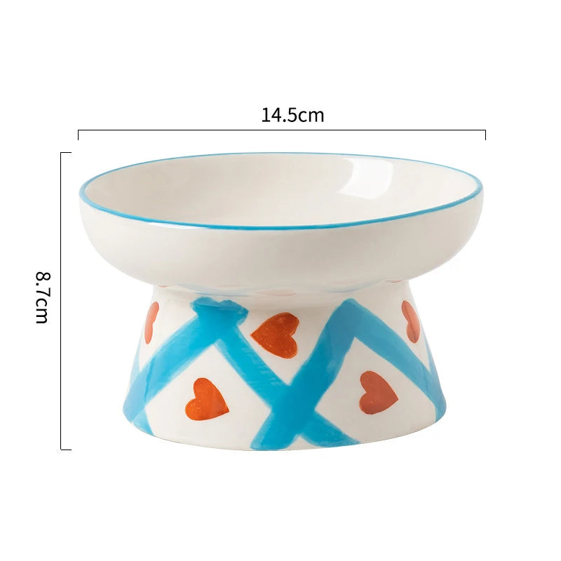 Cat Elevated Ceramic Bowl Pet Food Water Snack Bowls Small Dogs - PeticaDeals